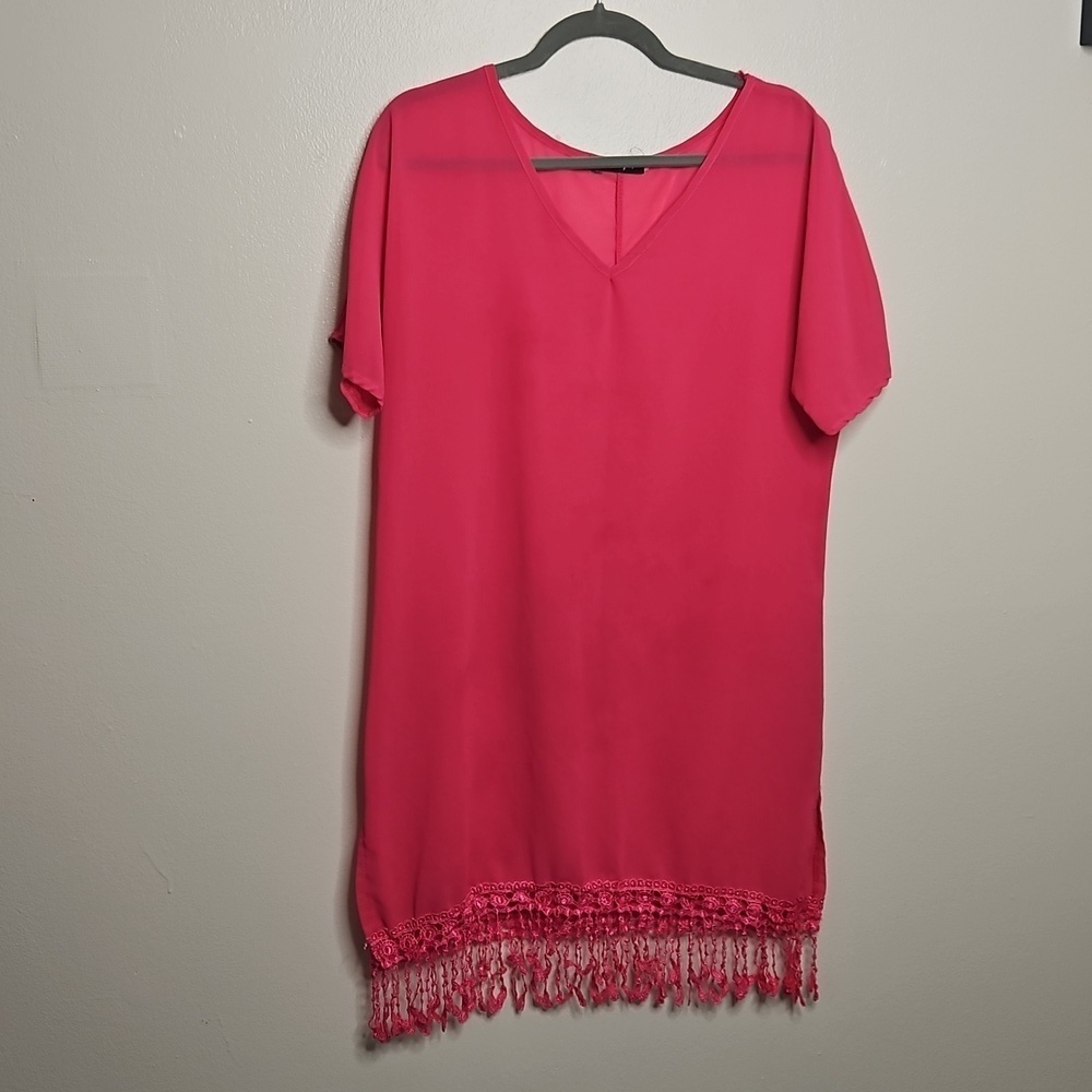 Show Lai Hot Pink/magenta Bathing Suit Cover Up Size L/XL EUC🎯